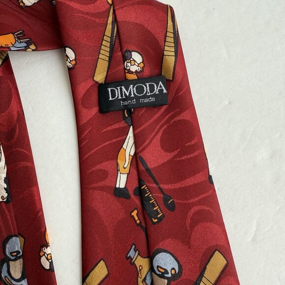 Dimoda DOCTOR PEDIATRICIAN Neck Tie RED Stethoscopes Needles Vintage Necktie - Picture 4 of 5